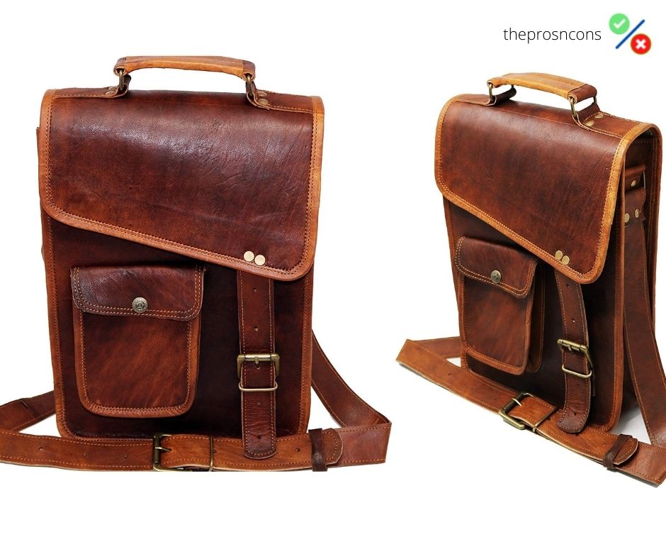 Leather Messenger bag laptop case office briefcase